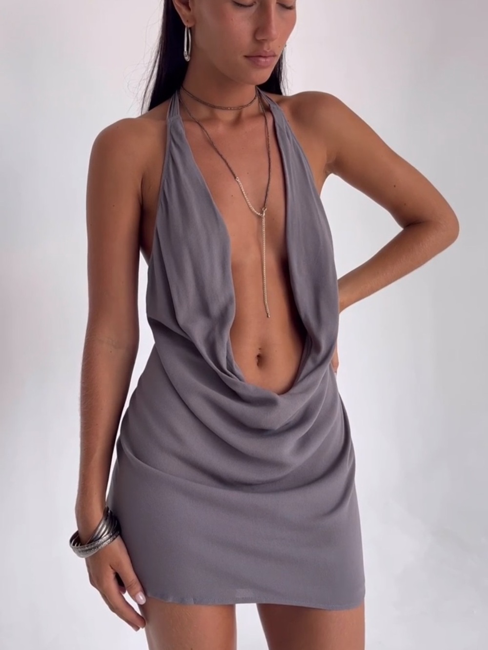 INDAH Rafaela Cowl Neck Mini Dress